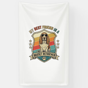 Friend Basset Retriever Dog Sunglasses Retro Shiel Banner