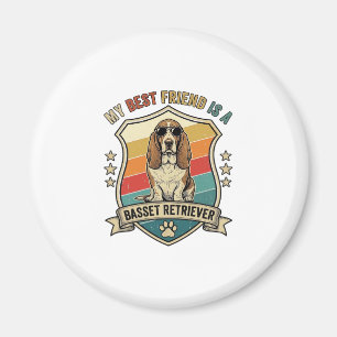 Friend Basset Retriever Dog Sunglasses Retro Shiel Magnet