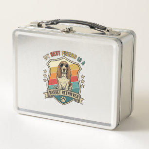Friend Basset Retriever Dog Sunglasses Retro Shiel Metal Lunch Box