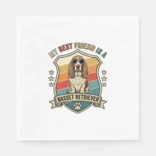 Friend Basset Retriever Dog Sunglasses Retro Shiel Napkin