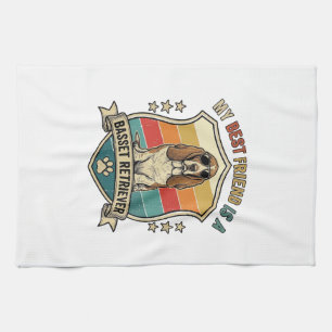 Friend Basset Retriever Dog Sunglasses Retro Shiel Tea Towel