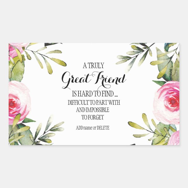 Friend Bestie Thank you Script Appreciation bff  Rectangular Sticker (Front)