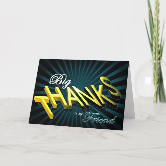 Friend Big Thanks mystic-blue style thanks card Holiday Card (Front)