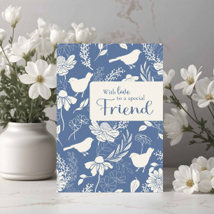 Friend Birthday Blue Birds and Blossoms Card