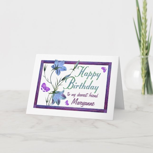Friend Birthday Bluebells and Butterflies Card (Front)
