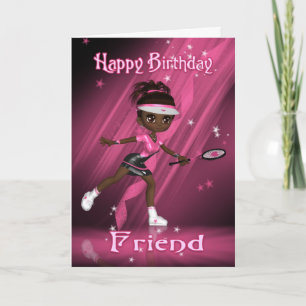 Friend Birthday Card Tennis Player - African Ameri