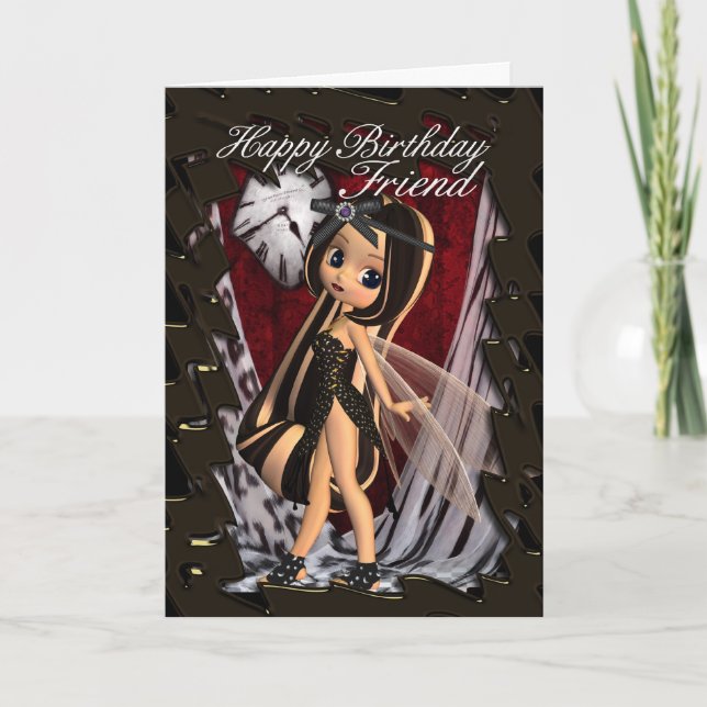 Friend Birthday card with moonies gothic fairy's (Front)