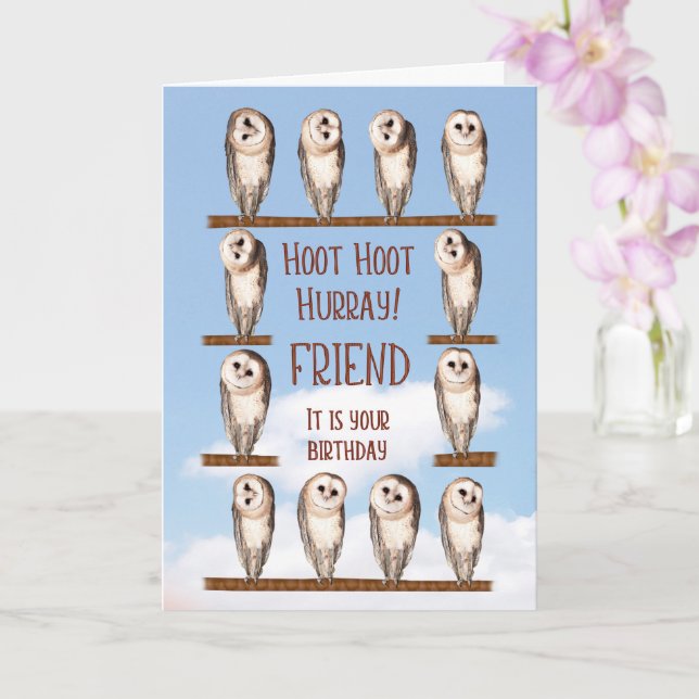 Friend Birthday, Curious Owls Card (Orchid)