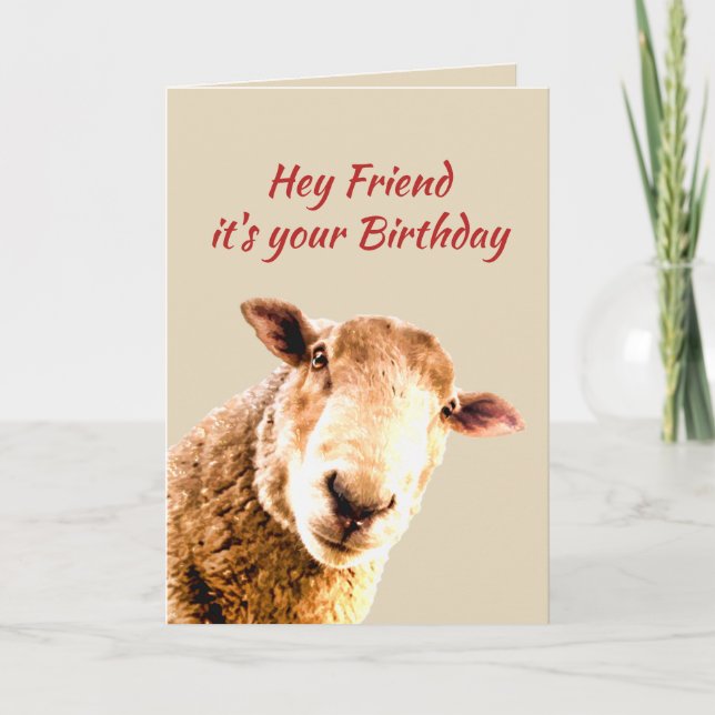 Friend Birthday Funny Sheep Animal Humour Holiday Card (Front)
