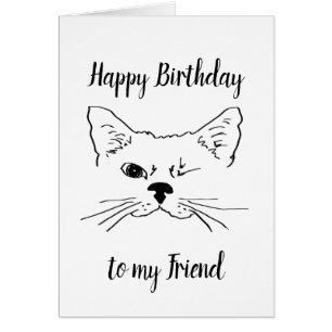 Friend Birthday Humour Quote Winking Cat Fun