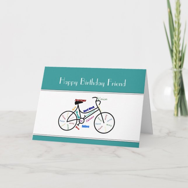 Friend Birthday Motivational Bike Bicycle Cycling Card (Front)