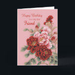 Friend Birthday Peonies Card<br><div class="desc">A delightful illustration of pink and red peonies to wish your friend a happy birthday. This card is full of love,  and elegant and classy at the same time.</div>