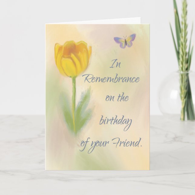 Friend Birthday Remembrance Watercolor Flower Card (Front)