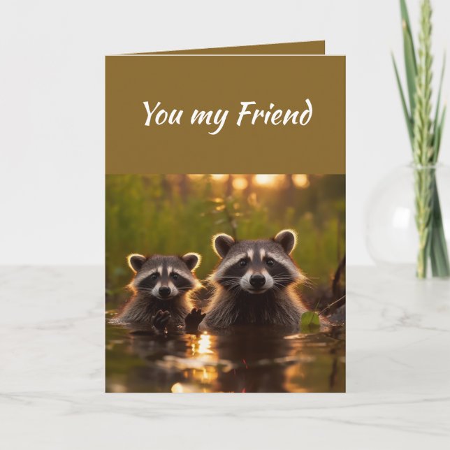 Friend Birthday Such a Blessing Raccoons Cute Card (Front)