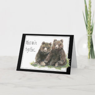 Friend Birthday Watercolor Bears, Cute Animals Card