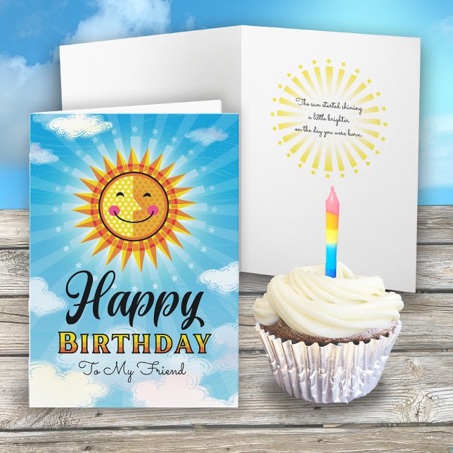 Friend Birthday Yellow Orange Smiling Sun Card (Creator Uploaded)