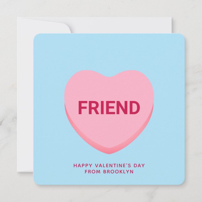 Friend blue conversation heart Valentine's card (Front)