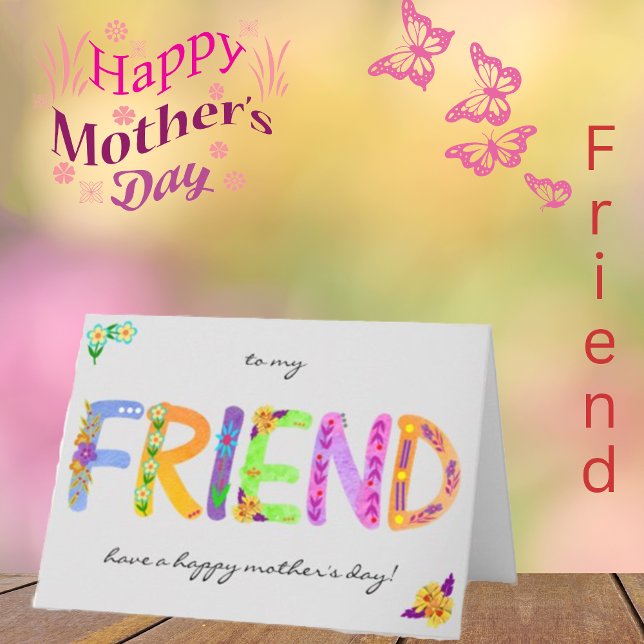FRIEND Bold Floral Bohemian Mother’s Day Card (Creator Uploaded)