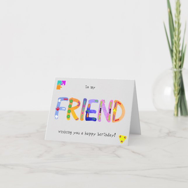 FRIEND Bold Geometric Birthday greeting Card (Front)
