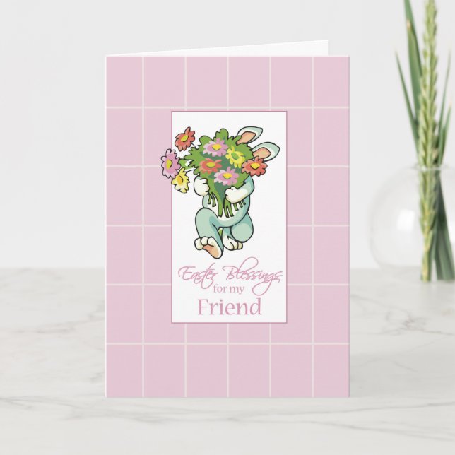 Friend Bouquet of Easter Blessings Holiday Card (Front)