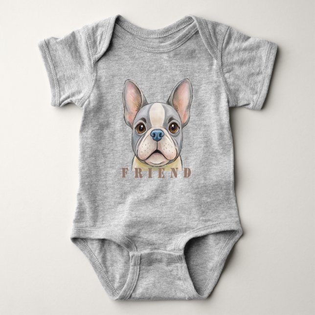 Friend Bulldog Baby Bodysuit (Front)
