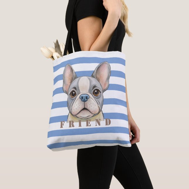 Friend Bulldog Tote Bag (Close Up)