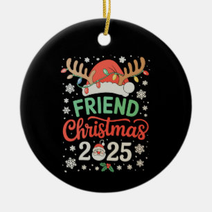 Friend Christmas 2025 Santa Reindeer Xmas Lights Ceramic Tree Decoration