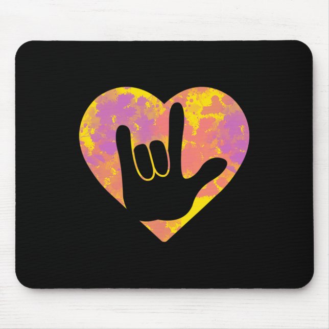 Friend Cute American Sign Language Pride Deaf Awar Mouse Mat (Front)