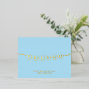Friend cute friendship bracelet blue Valentine's Foil Holiday Postcard