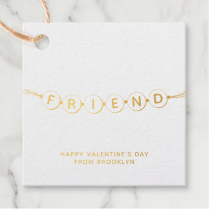 Friend cute friendship bracelet light pink gold favour tags
