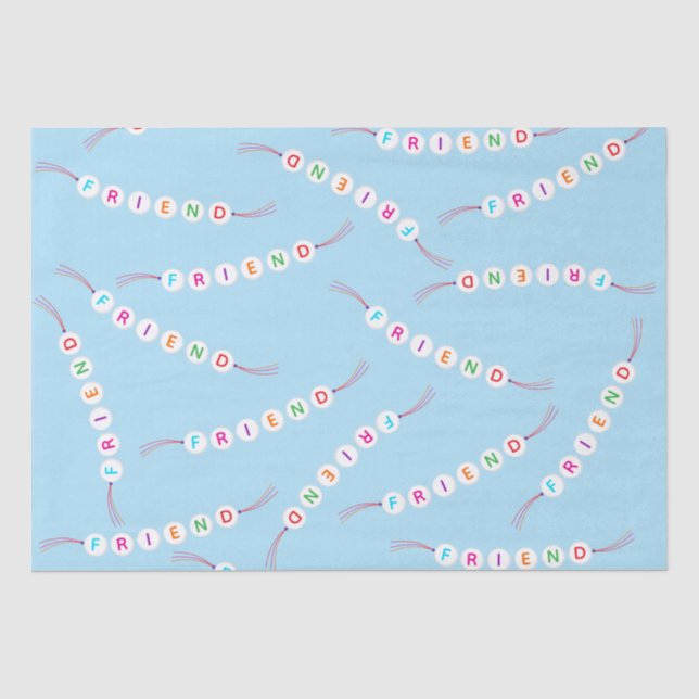 Friend cute friendship bracelet pattern light blue tissue paper (Front)