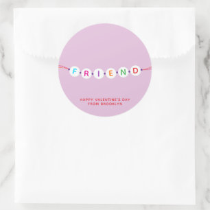 Friend cute friendship bracelet purple Valentine's Classic Round Sticker