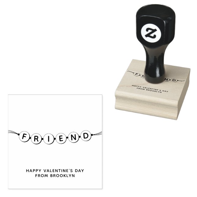 Friend cute friendship bracelet Valentine's Day Rubber Stamp (Stamped)