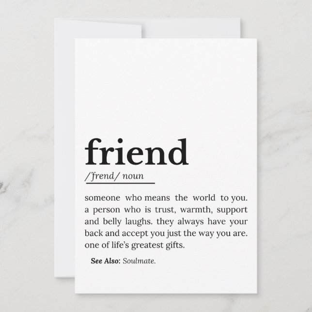 Friend Definition – Heartfelt Meaning Holiday Card (Front)