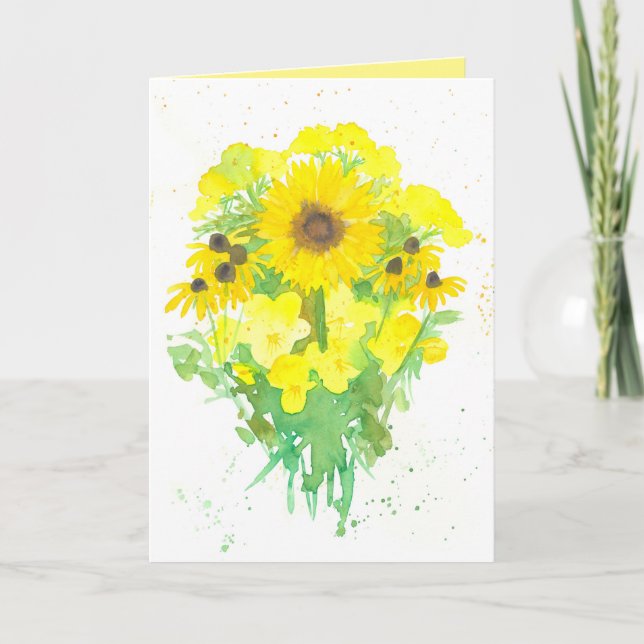 Friend Encouragement Yellow Flower Bouquet Card (Front)