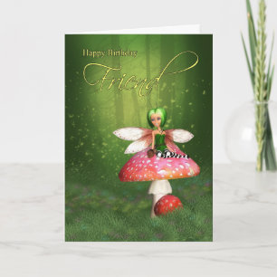 Friend Fairy Birthday Card - Woodland Fairy Happy