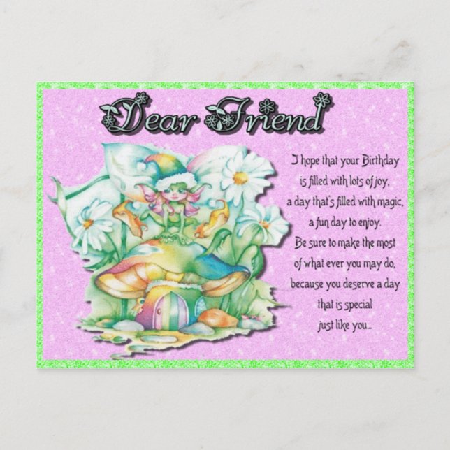Friend Fairy Birthday Postcard (Front)