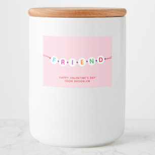 Friend friendship bracelet pink Valentine's Day Food Label