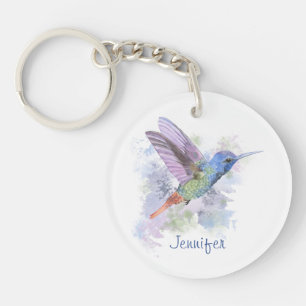 Friend Gift Art Whimsical Rufous Hummingbird Key Ring