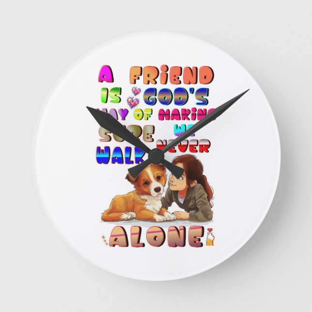 Friend Gods Way Of Making Sure We Never Walk Alone Round Clock (Front)