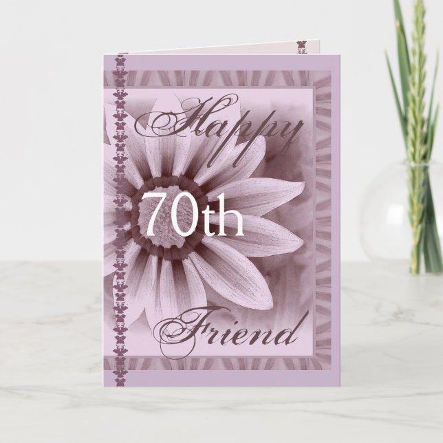 FRIEND  - Happy 70th Birthday - LAVENDER Flower Card (Front)