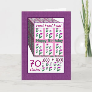 FRIEND - Happy 70th Birthday - Pink Heart Flowers Card