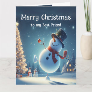 Friend Happy Snowman Hot Chocolate Christmas Card
