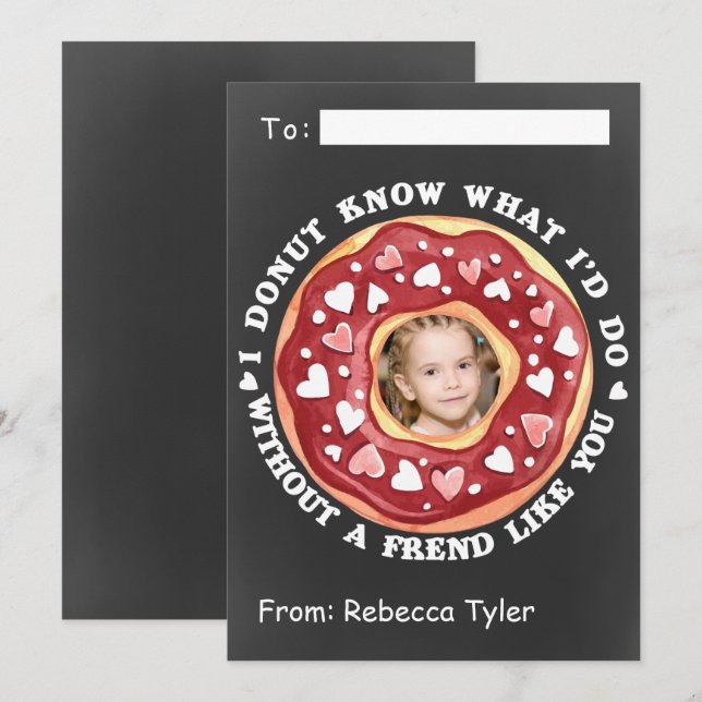 Friend Like You Doughnut Classroom Valentines Day  Holiday Card (Front/Back)