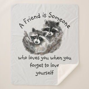 Friend Loves You Cute Raccoons Animal Art   Sherpa Blanket