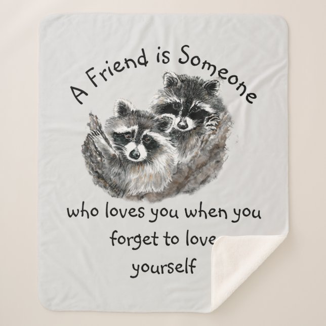 Friend Loves You Cute Raccoons Animal Art   Sherpa Blanket (Front)