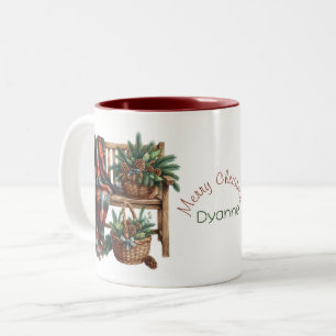 Friend Merry Christmas Blanket Bench Cosy Two-Tone Coffee Mug