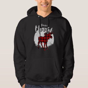 Friend Moose Red Plaid Buffalo Matching Family Paj Hoodie