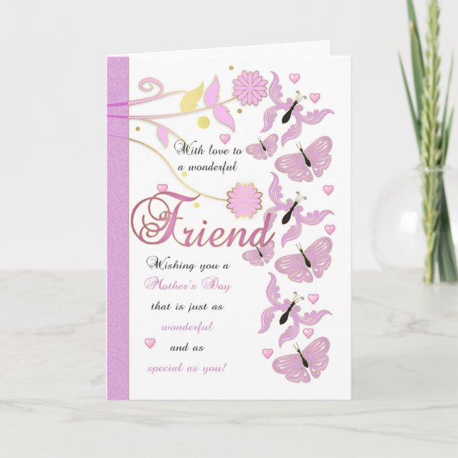 Friend Mother's Day Card With Flowers And Butterfl (Front)