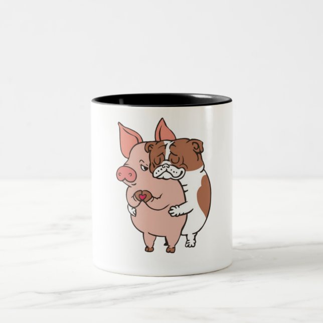 Friend Not Food English Bulldog Two-Tone Coffee Mug (Center)